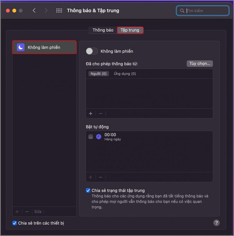 Bật chế độ không làm phiền trên MacBook không lo bị làm phiền