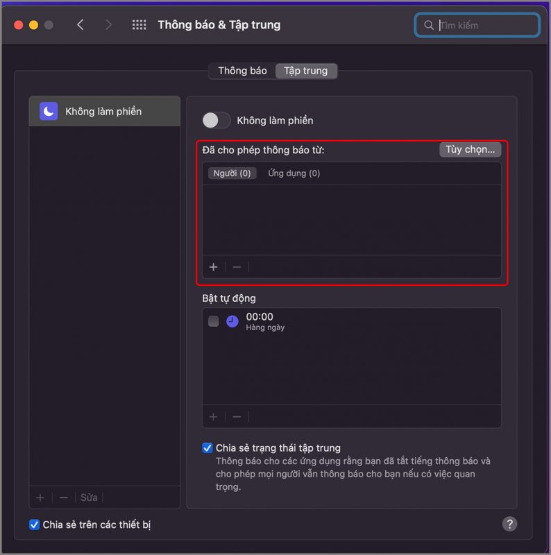 Bật chế độ không làm phiền trên MacBook không lo bị làm phiền