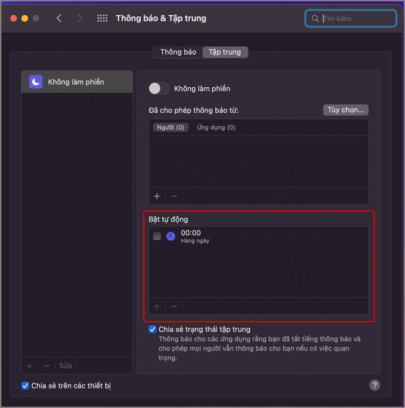 Bật chế độ không làm phiền trên MacBook không lo bị làm phiền