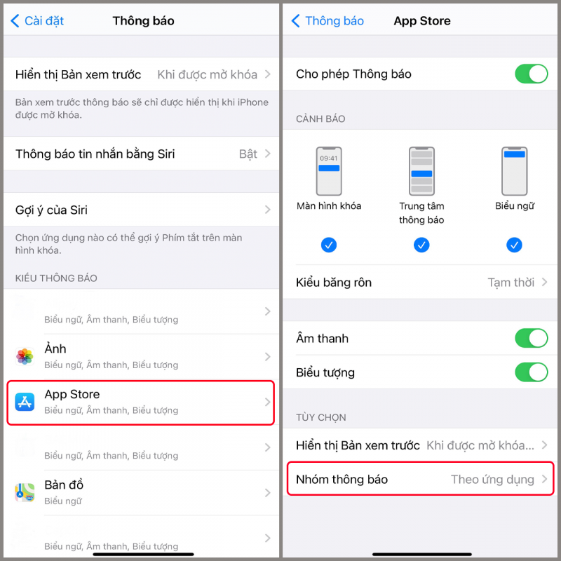 Cách nhóm thông báo theo ứng dụng trên iPhone