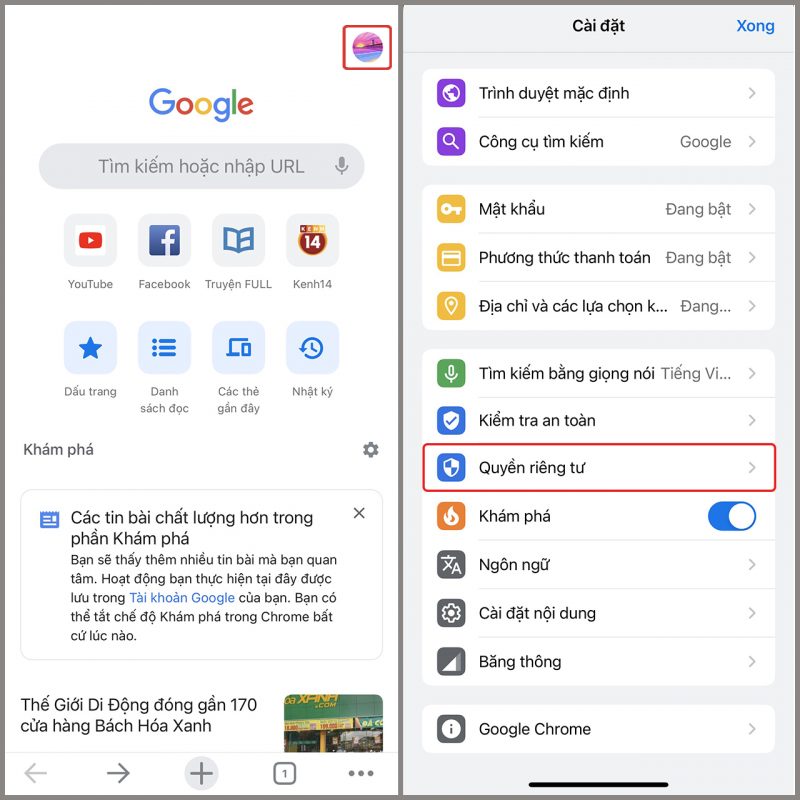 Cách khóa tab ẩn danh Chrome trên điện thoại iPhone siêu dễ