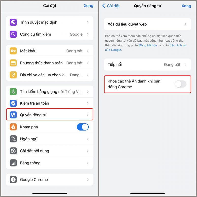 Cách khóa tab ẩn danh Chrome trên điện thoại iPhone siêu dễ