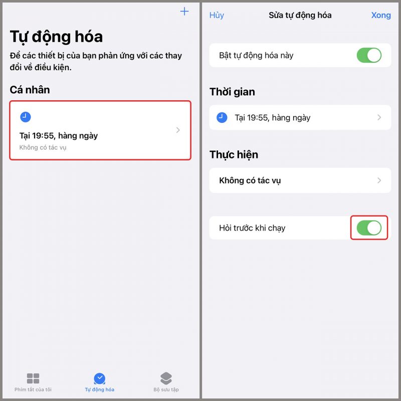 Cách tắt thông báo tự động hóa khi chạy phím tắt của iPhone