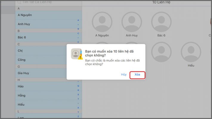 Cách xoá danh bạ trên iPhone với nhiều số cùng một siêu nhanh