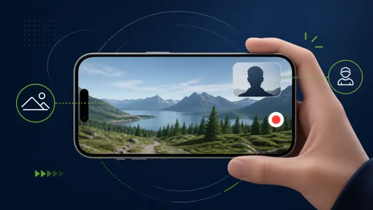 Minh họa Dual Capture quay đồng thời camera trước và sau trên iPhone 17