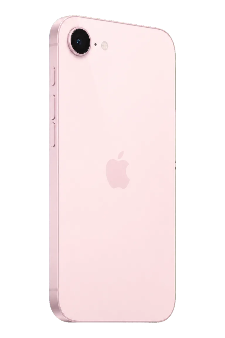 iPhone 17e cũ màu Hồng Phai, logo Apple và một camera Fusion