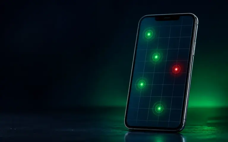 iPhone hiển thị các điểm kiểm tra cảm ứng trên màn hình