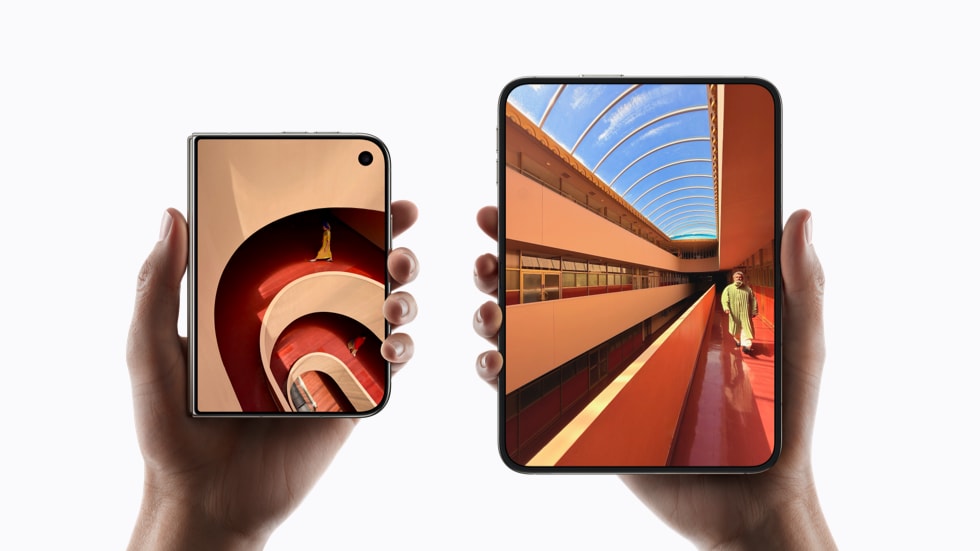 Apple minh họa màn hình trong 7,6 inch và ngoài 5,4 inch của iPhone Duo